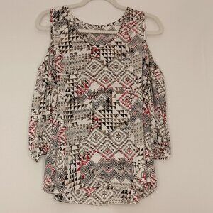 Women's Lightweight Shoulderless top with fun patchwork print